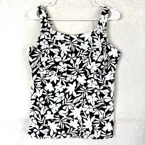 Lands End Floral Square Neck Adjustable Straps Underwire Tankini Top Swimsuit 14 - Picture 1 of 5